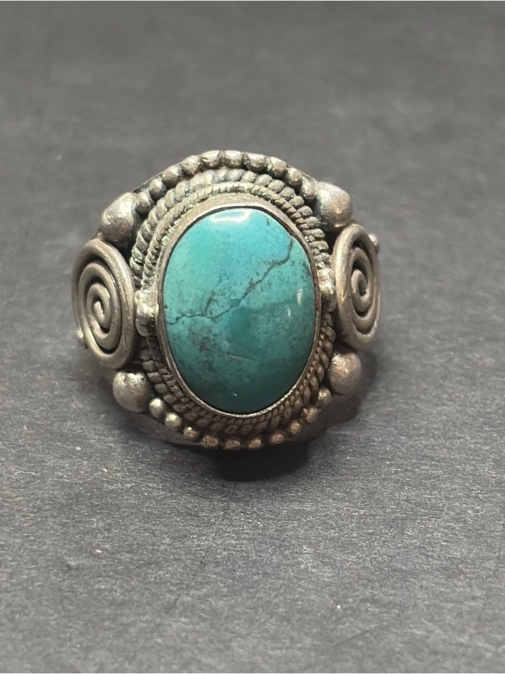 Vintage Turquoise Oval Statement Ring